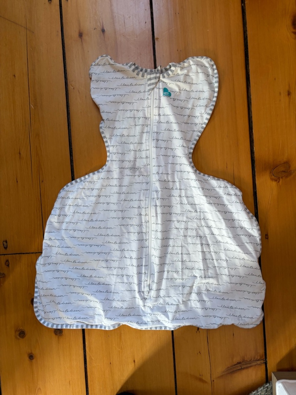Love to dream White Swaddle Up Hip Harness with Gray Stripe Trim